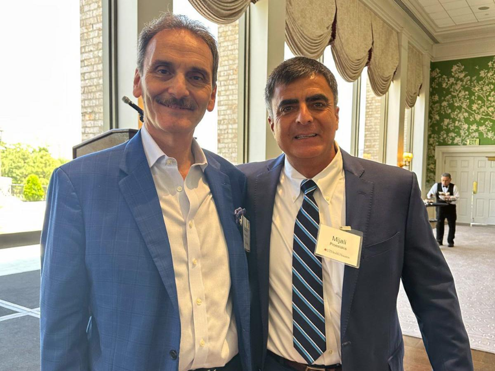 UTHealth Houston's Jacques J. Morcos, MD, left, with patient Mijali Munoz Proestakis. (Photo courtesy of  Mijali Munoz Proestakis)